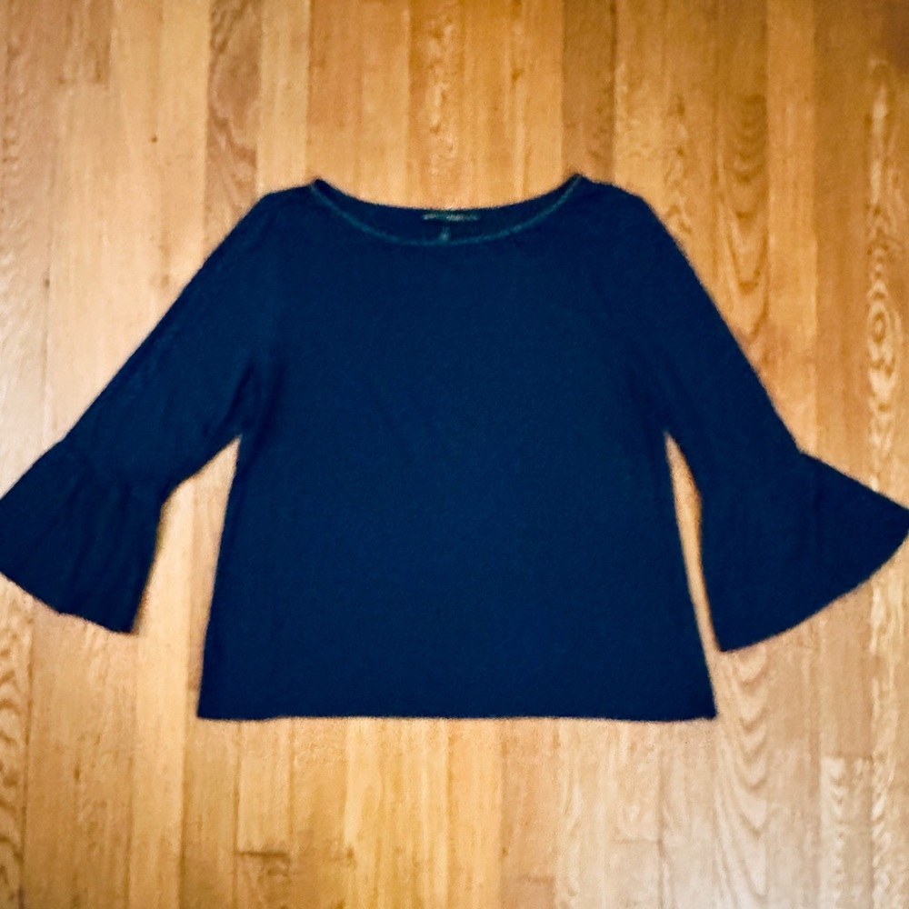 White House Black Market Navy Bell Sleeve Top